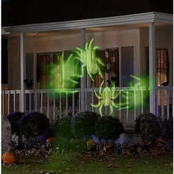 Whirl-A-Motion LED Green Spiders Projection Spot Light -Creepy Decor Store 01306455 e