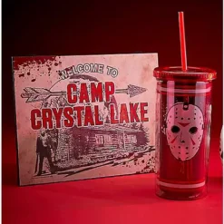 Jason Voorhees Jersey Cup With Straw 20 Oz. - Friday The 13th -Creepy Decor Store 01497197 c