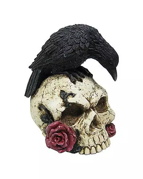 Gothic Noir Raven Skull Table Topper 1 Gothic Noir Raven Skull Table Topper