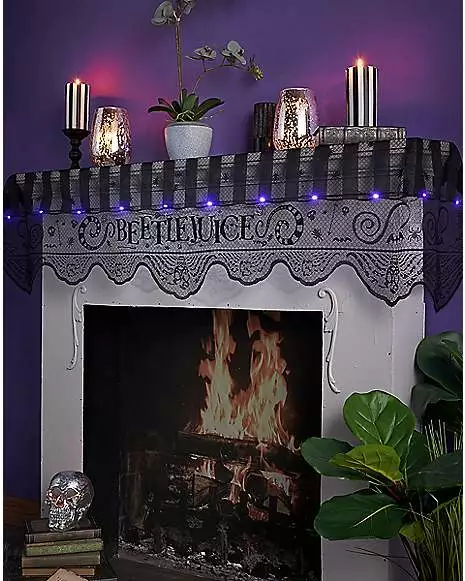 Striped Lace Light-Up Mantel Scarf - Beetlejuice 1 Striped Lace Light-Up Mantel Scarf - Beetlejuice